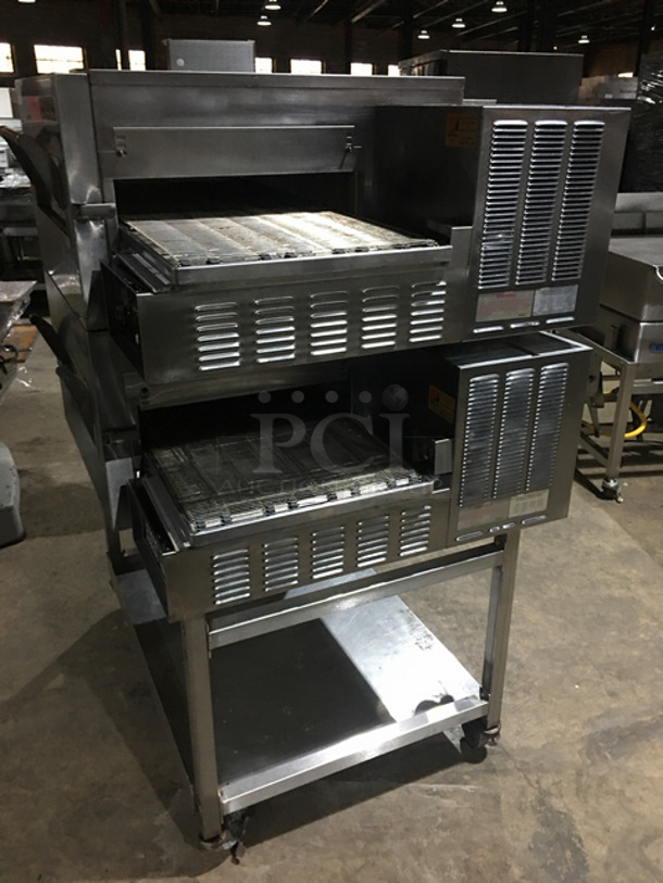 NICE! Lincoln Impinger Eletcric Powered Double Deck Conveyor Pizza Oven! With Storage Area Underneath! All Stainless Steel! On Casters! 2x Your Bid! Working When Removed! - Image 2 of 12