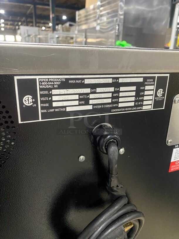 WOW! Piper Commercial Chef System Cook-N-Hold Oven! With Smoker Feature! Metal Oven Racks! All Stainless Steel! On Small Casters! Model: CS210S SN: 29275 208V 60HZ 1 Phase! Working When Removed! - Image 5 of 8