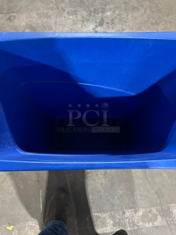 Rubbermaid Commercial Blue Slim Jim Recycle Bin!  - Image 4 of 4