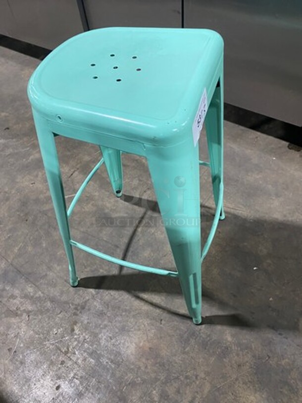 LIKE NEW! Light Blue Coated Bar Height Metal Stools! With Footrest! 3x Your Bid! - Image 3 of 4