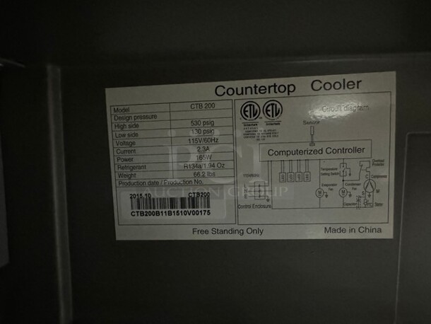 WOW! BRAND NEW! IN THE BOX! AHT Commercial Countertop Mini Reach In Cooler Merchandiser! Eletric Powered! With Poly Coated Racks! Model: CTB200 SN: CTB200B11B1510V00178 115V - Image 5 of 6