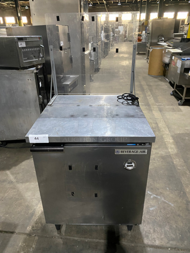 Beverage Air Commercial Single Door Lowboy/Worktop Freezer! With Plexi Glass! All Stainless Steel! On Legs! Measurements Are Without Plexi Glass! Model: WTF27A 115V 60HZ 1 Phase