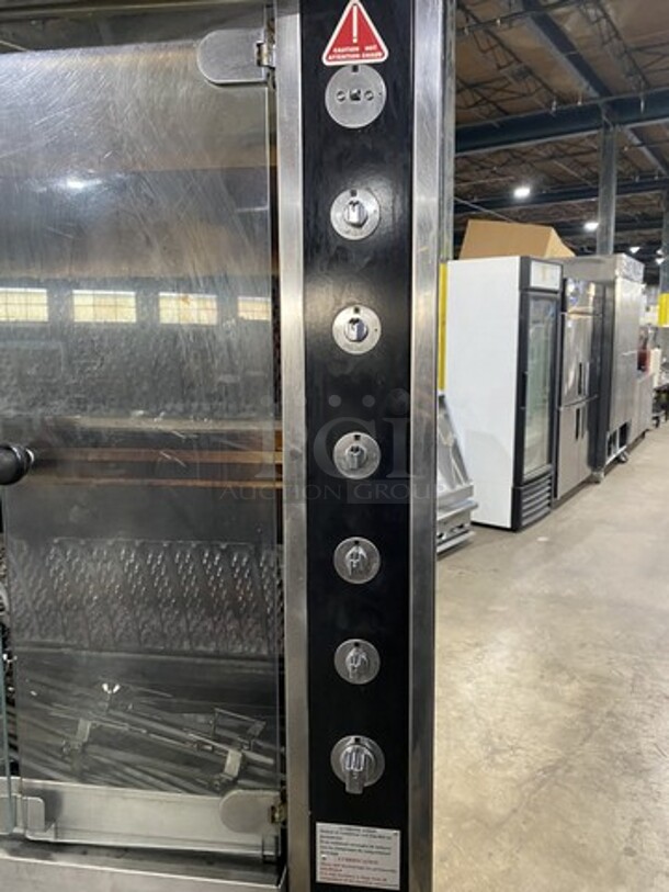 Nice! ROTISOL Heavy Duty Natural Gas Fired Chicken Rotisserie Machine! With Skewers! Model 975.5 Serial 7949! 220-240V/60Hz/1 Phase! On Commercial Casters! 
 - Image 7 of 10