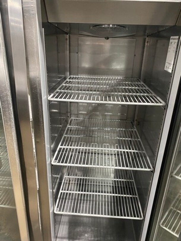 COOL! Hoshizaki Commercial 3 Door Reach In Cooler Merchandiser! With View Through Doors! Poly Coated Racks! All Stainless Steel Body! Model: CR3SFGYCR SN: F60028B 115V 60HZ 1 Phase - Image 7 of 9