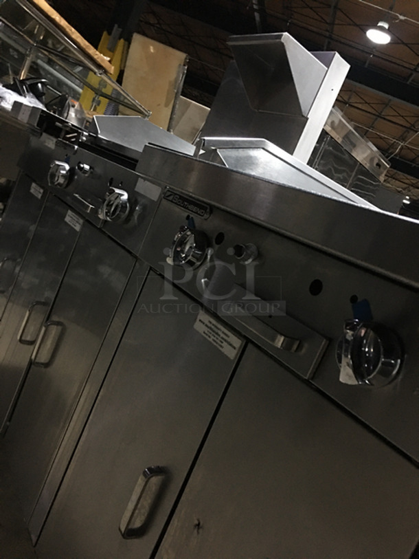 AMAZING! Southbend Commercial Heavy Duty Natural Gas Powered Double Plancha Workstation! With Dual Sided Work Ends! With Dual Sided Back Splash And Salamander Shelves! With Storage Space Underneath! All Stainless Steel! On Casters! Model: PC12CS SN: 16K51295 - Image 11 of 12