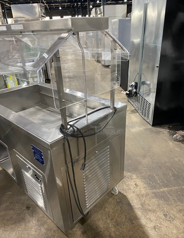 Low Temp Commercial Refrigerated Food Serving Station Counter/ Cold Pan! With Sneeze Guard! Stainless Steel Body! On Casters! Model: 50CFMX SN:FO4C05885L 120V 1PH - Image 3 of 8