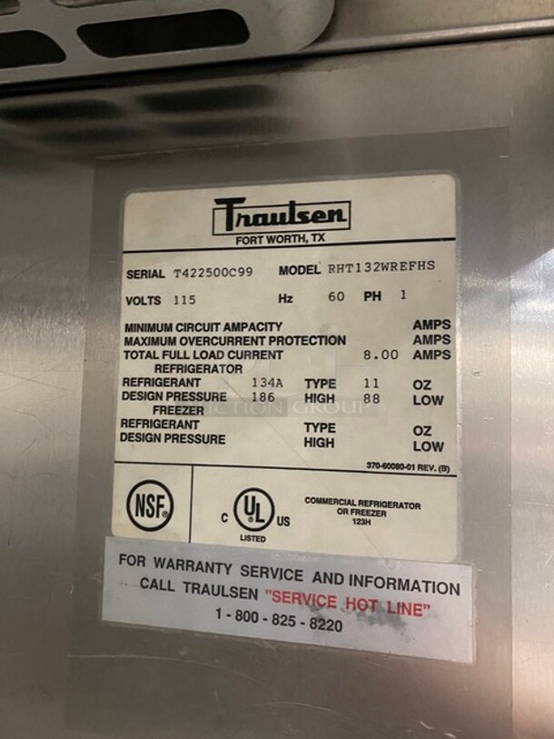 Traulsen Commercial Single Door Reach In Cooler! All Stainless Steel! On Legs! MODEL RHT132WREFHS RN:T422500C99 115V 1PH - Image 7 of 9