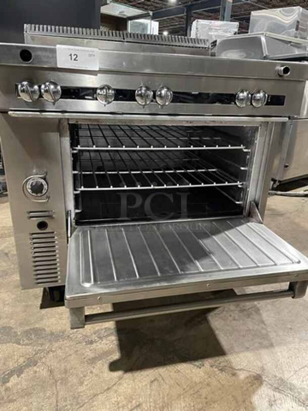 Amazing! US RANGE Heavy Duty Commercial 6 Burner Natural Gas Powered Range! With Full Size Oven Underneath! Model C836-6 Serial 1610100101445! On Commercial Casters!  - Image 7 of 9