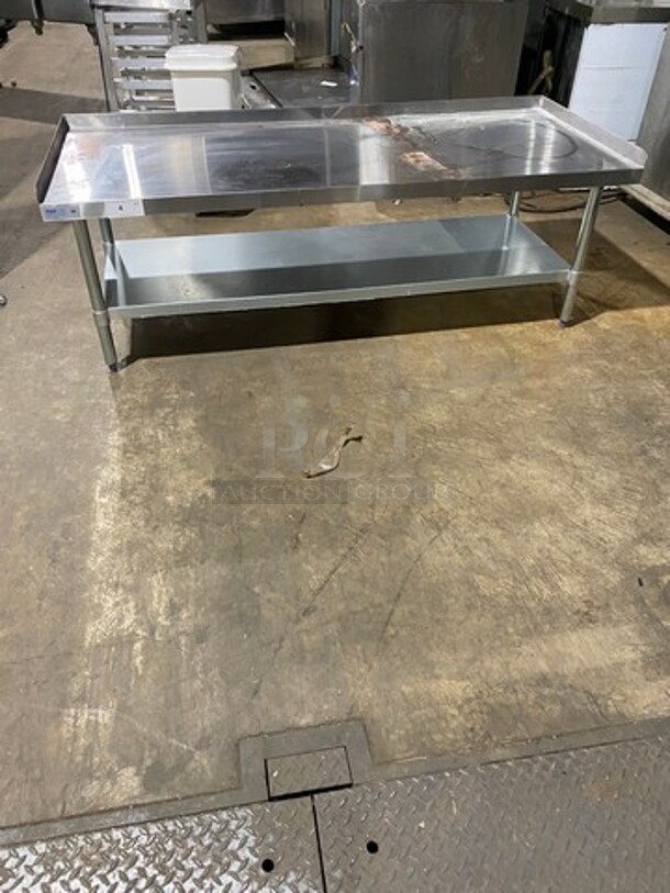 WOW! Solid Stainless Steel Work Top/ Prep Table! With Back And Side Splashes! With Storage Space Underneath! On Legs! Model: PES3072