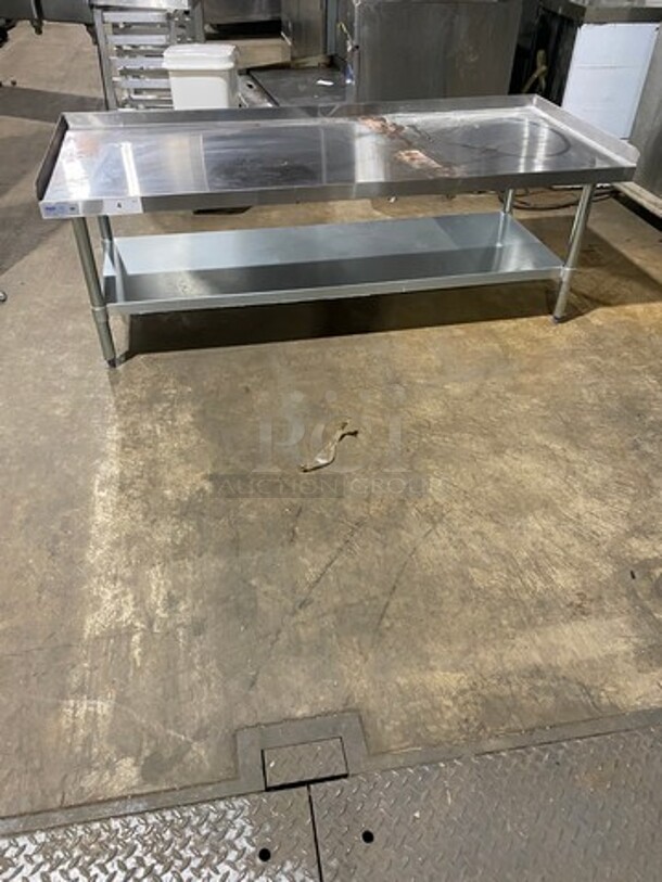WOW! Solid Stainless Steel Work Top/ Prep Table! With Back And Side Splashes! With Storage Space Underneath! On Legs! Model: PES3072 - Image 1 of 7