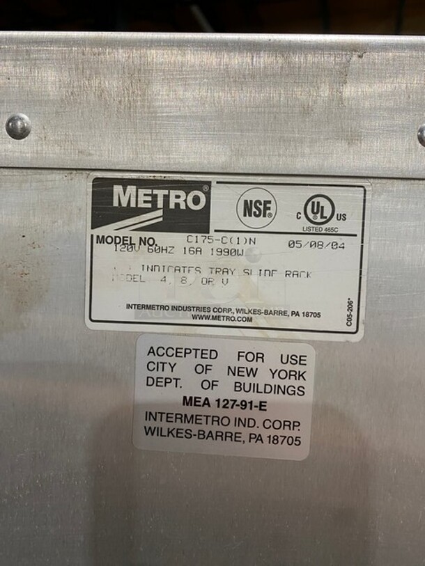 WOW! Metro Commercial Heated Holding Cabinet/ Food Warmer! All Stainless Steel! On Casters! Working When Removed! Model: C175C1N 120V - Image 9 of 10