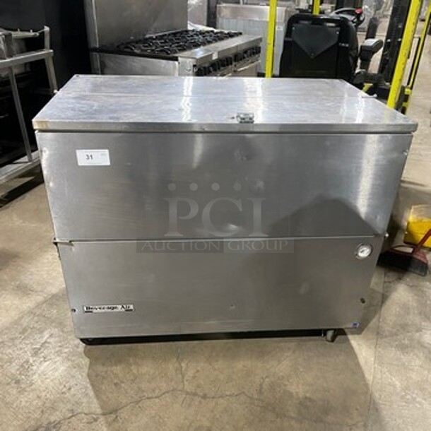 Beverage Air Single Side Access Milk Cooler! Stainless Steel! On Casters! Model: SM49N SN: 7710268 115V 1 Phase - Item #1096286