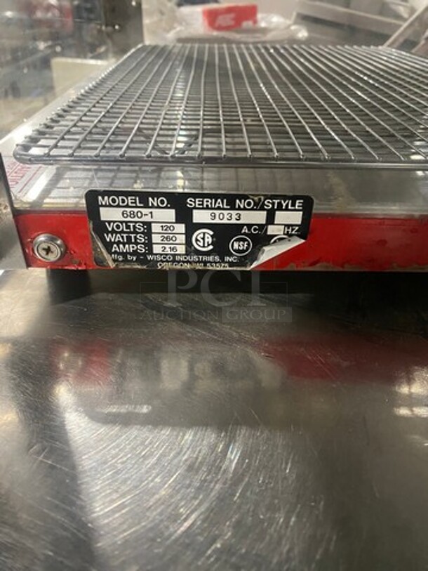 Wisco Commercial Countertop Electric Powered Heated Food Display Case! Glass All Around! With Rear Access! Stainless Steel Body! Model: 6801 SN: 9033 120V - Image 7 of 7