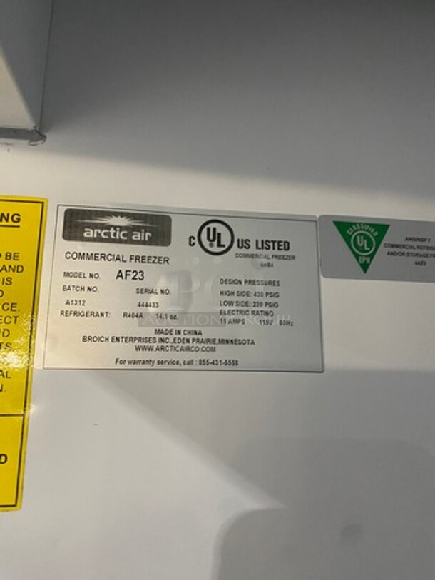 Artic Air Commercial Single Door Reach In Freezer! With Poly Coated Racks! Model AF23 Serial 444433! 115V 1Phase! On Casters! - Image 9 of 9