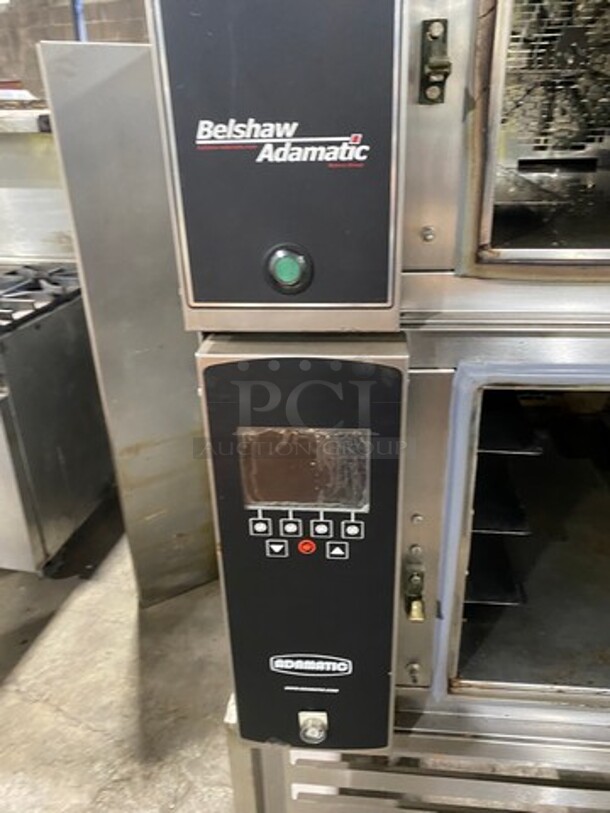 SUPER! Belshaw Adamatic Commercial Electric Powered Double Deck Combi Oven! With View Through Doors! With Pan Racks Underneath! All Stainless Steel! On Casters! 2x Your Bid Makes One Unit! Model: FG189UZ84 SN: 2000003710FA032620 208/220V 60HZ 3 Phase - Image 7 of 9