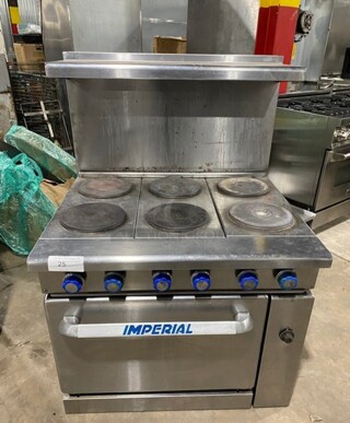 Nice! Imperial Stainless Steel 6 Burner Electric Powered Cooking Range w/ Oven and Raised Back Splash! 