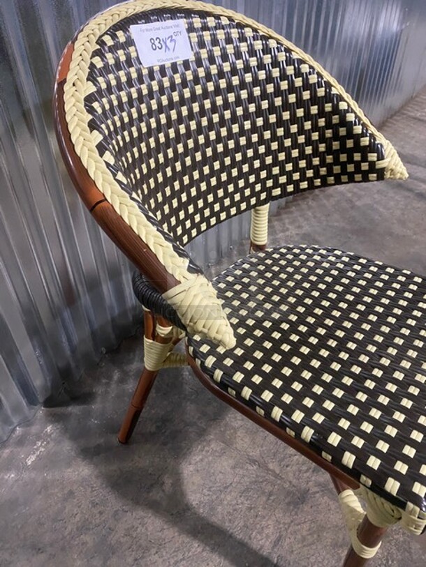 NEW! Synthetic Stackable Rounded Back Aluminum Wicker/Bamboo Chair! 3x Your Bid! - Image 7 of 7