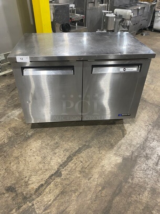 Master Bilt Commercial 2 Door Lowboy/Worktop Freezer! With poly Coated Racks! All Stainless Steel! On Casters! Model: UC48DF SN: HZ100016 115V 60HZ 1 Phase