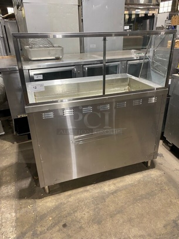 All Stainless Steel Commercial Electric Powered Steam Table! With Sneeze Guard! With Storage Space Underneath! All Stainless Steel! On Legs! Working When Removed! - Image 1 of 9