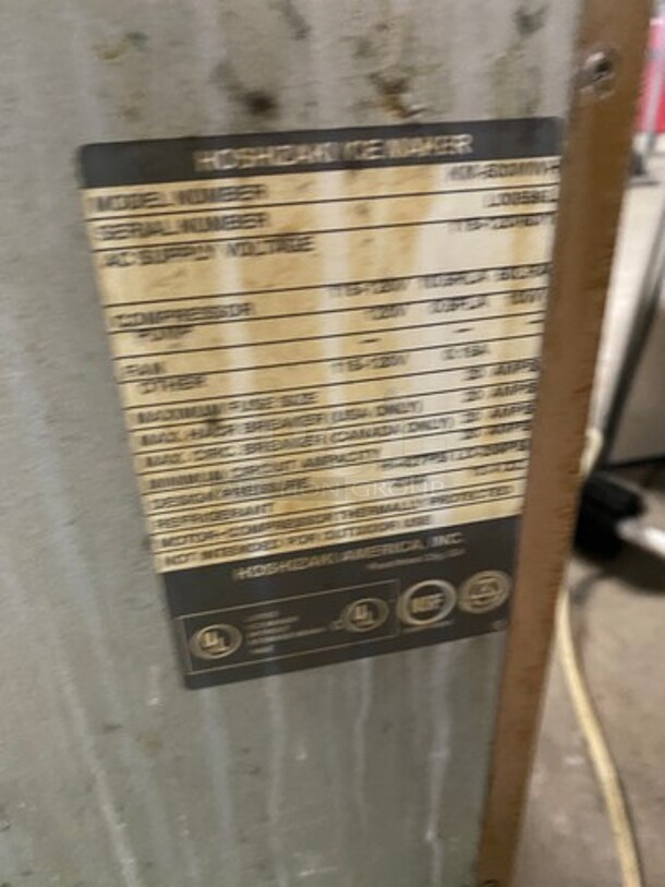Hoshizaki Commercial Ice Maker Machine Head! All Stainless Steel! Model: KM500MWH SN: L00596L 115/120V 60HZ 1 Phase - Image 5 of 7