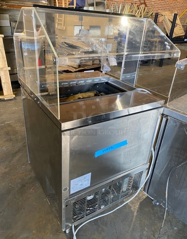 Turbo Air Refrigerated Salad Bar Island! Single Door Storage Space Underneath! All Stainless Steel! Model MST28711S SN: MS2T711022 115V  - Image 4 of 8