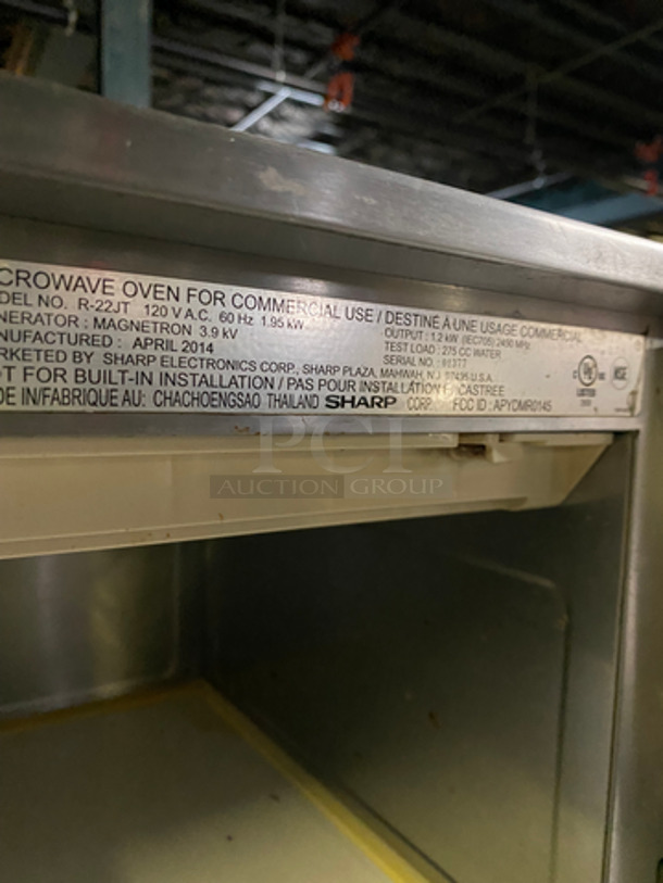 Sharp Commercial Countertop Microwave Oven! All Stainless Steel! Model: R22JT SN: 01377 120V 60HZ 1 Phase - Image 6 of 8