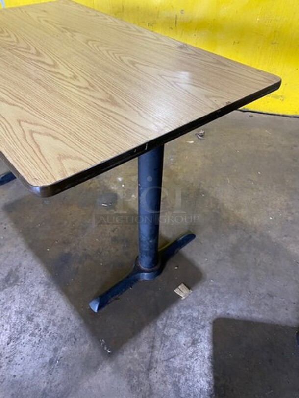 Wooden Pattern Top Rectangular Table! With Black Metal Base! - Image 2 of 6