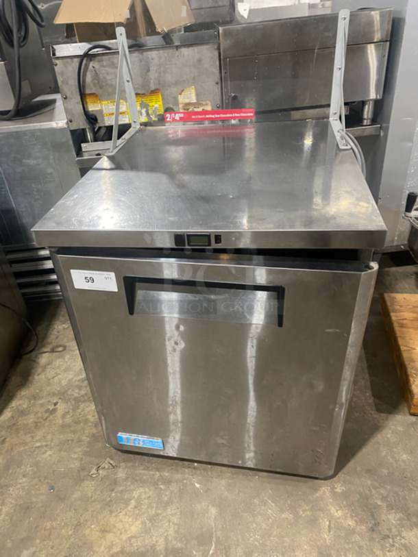 Turbo Air Commercial Single Door Lowboy Worktop Cooler! With Plexi Glass! With Poly Coated Racks! All Stainless Steel! (Measurements Are Without Plexi Glass) Model: MUR28 SN: MU2R803054 115V 60HZ 1 Phase