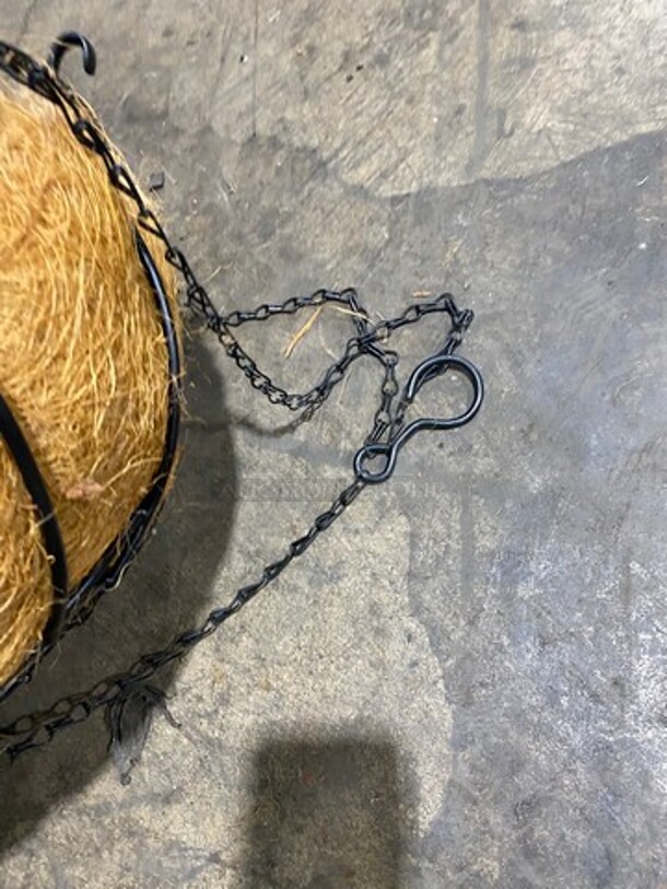 ALL ONE MONEY! Hanging Decor! Black Metal Basket With Nest-Like Filling And Chain! - Image 4 of 4