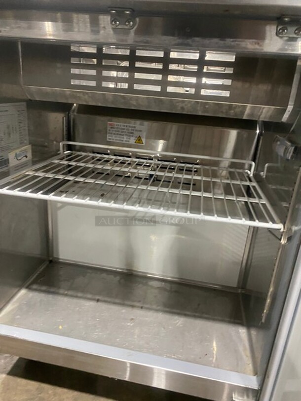 LATE MODEL! Avantco Refrigerated Commercial Sandwich/Salad Prep Table! With Commercial Cutting Board! With Poly Shelf! With Single Door Underneath Storage Space! All Stainless Steel! On Casters! 115V 1 Phase! Model 178APT27HC! Working When Removed! - Image 6 of 9