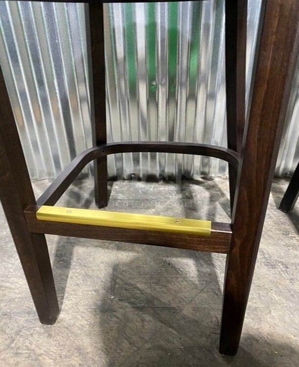 NICE! BRAND NEW!  Square Back Solid Wood Restaurant Bar Stool With vinyl Seats! 2x Your Bid! - Image 8 of 10