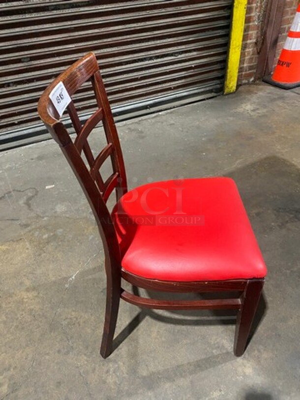 Red Cushioned Chairs! With Brown Wooden Body! 8x Your Bid! - Image 2 of 6