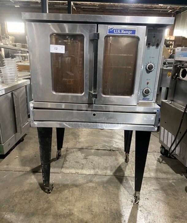 US Range Commercial Natural Gas Powered Single Deck Convection Oven! With View Through Doors! Metal Oven Racks! All Stainless Steel! On Casters! - Image 1 of 11