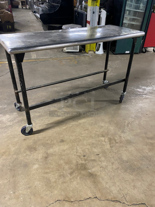 Solid Stainless Steel Work Top/ Prep Table! On Casters! - Image 3 of 7