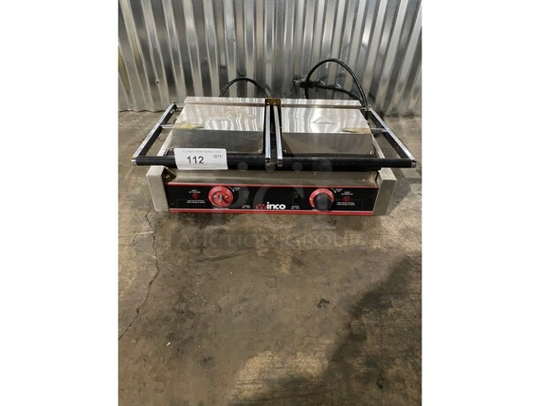 Winco Commercial Countertop Double Panini Press! All Stainless Steel! Model ESG2 Serial ESG02010000019! 120V! - Image 1 of 8