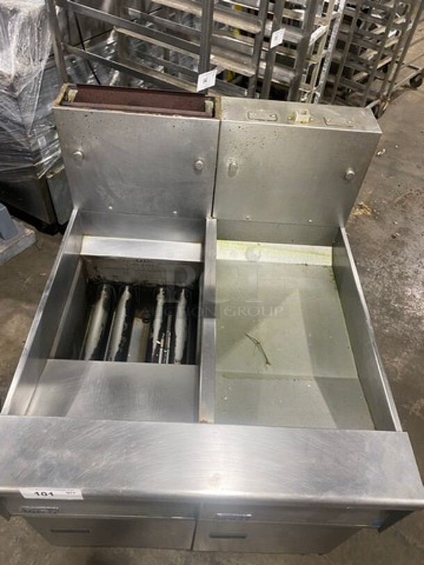 Pitco Frialator Commercial Natural Gas Powered Deep Fat Fryer With Dump Station! All Stainless Steel! On Casters! Model: SG14 SN: G08BD006448 - Image 5 of 12