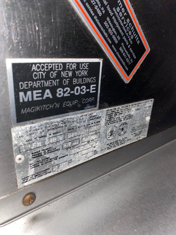 Magi Kitch'n Commercial Natural Gas Powered Char Broiler Grill! With Underneath Storage Space! With Back & Side Splashes! All Stainless Steel! On Casters! Model: FM648 SN: G11JD041755 - Image 8 of 8