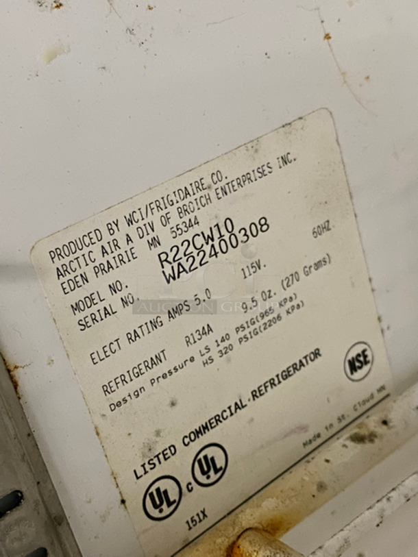 Artic Air Commercial Single Door Refrigerator! With Poly Coated Racks! On Casters! Model: R22CW10 SN: WA22400308 115V 60HZ 1 Phase - Image 8 of 9