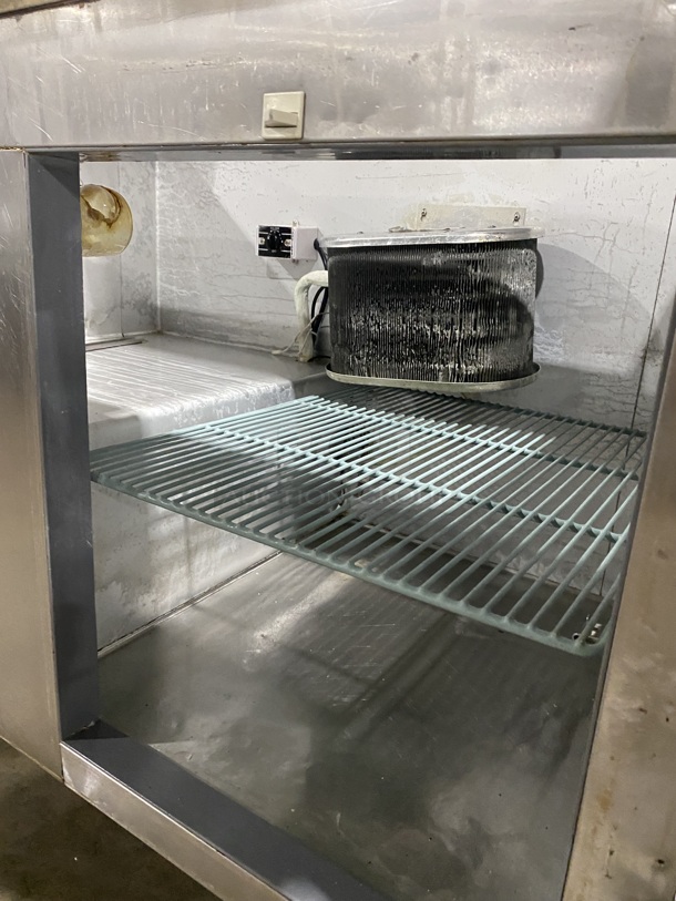 Leader Commercial Refrigerated Sandwich/Salad Prep Table! With Commercial Cutting Board! With 2 Door Underneath Storage Space! All Stainless Steel! Model: LM48S/C SN:PW02C1829! 115V 1 Phase! On Legs! - Image 6 of 9