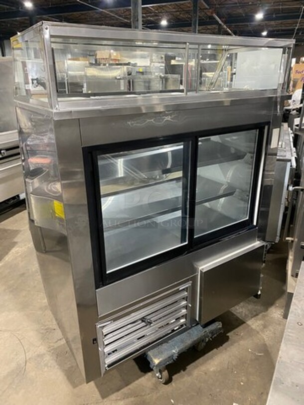2011 Cool Tech Commercial Refrigerated Deli Display Case Merchandiser! With Slanted Front Glass! With Sliding Rear Access Glass Doors! All Stainless Steel! Model: CMPH48SD SN: 113342 120V - Image 3 of 11