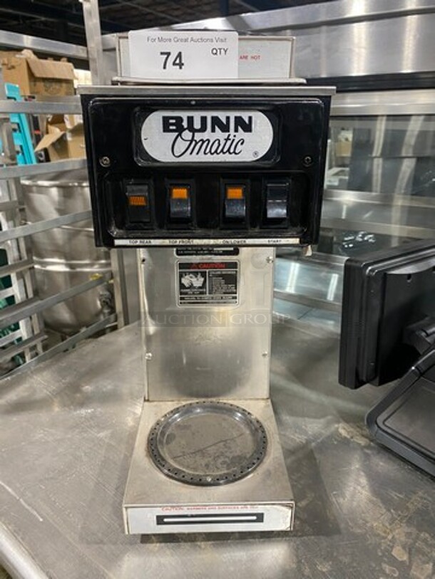 Bunn-O-Matic Commercial Countertop Coffee Brewing Machine! With 3 Coffee Pot Warmers! All Stainless Steel! Model: STF35 SN: 13682 240V 60HZ 1 Phase