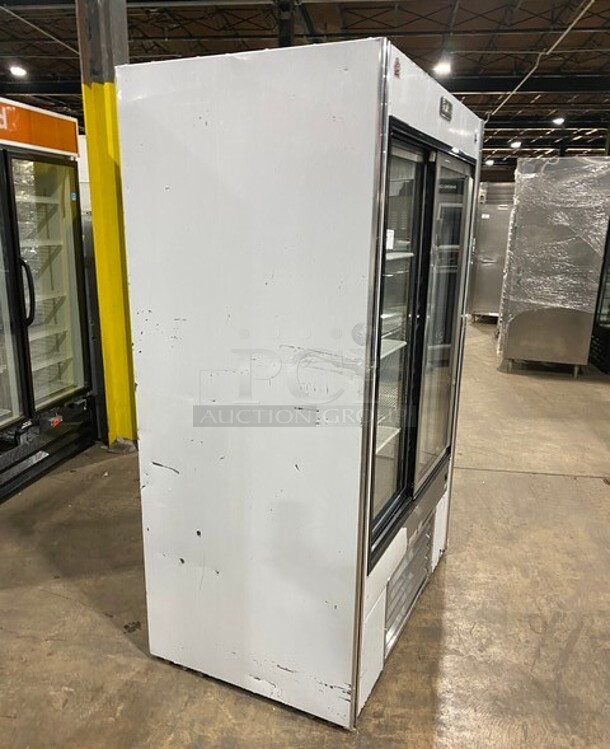 Leader Commercial Refrigerated 2 Door Reach In Merchandiser! With Sliding View Through Doors! With Poly Coated Racks! Stainless Steel Body! Model: LS48SC SN: PV11C0522B 115V 1PH - Image 2 of 8