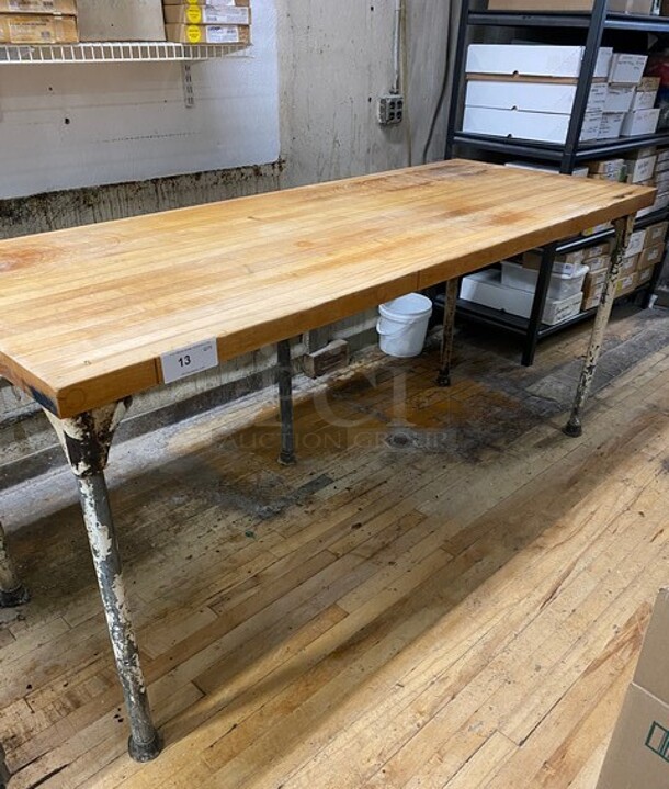 Butcher Block Prep-Table With Solid Metal Frame! - Image 1 of 7
