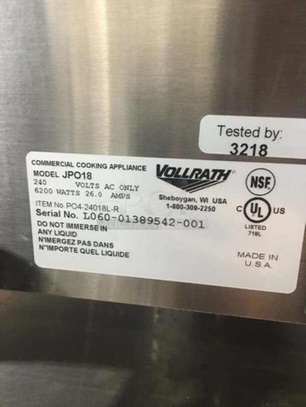 AMAZING! LATE MODEL! Vollrath Commercial Countertop Electric Powered Conveyor Pizza/ Baking Oven! On Legs! On Equipment Stand! With Storage Space Underneath! All Stainless Steel! On Casters! Model: JPO18 SN: L06001389542001 240V! Working When Removed! - Image 7 of 11
