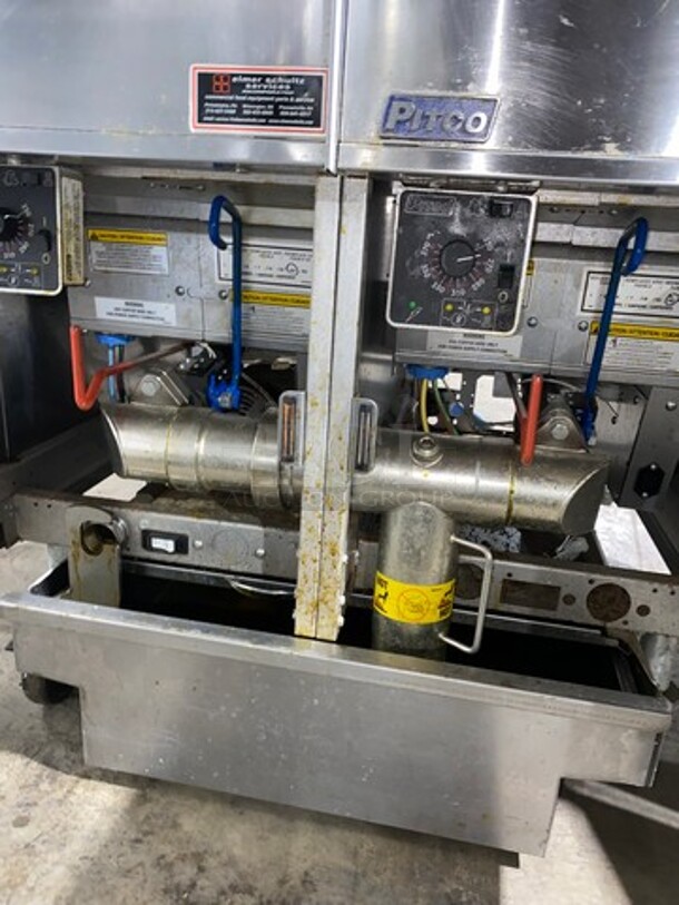 Pitco Frialator Commercial Electric Powered 2 Bay Deep Fat Fryer With Dump Station! With Oil Filter System! All Stainless Steel! On Casters! WORKING WHEN REMOVED! Model: SE14 SN: E10HD036879 208V 60HZ 3 Phase - Image 10 of 12
