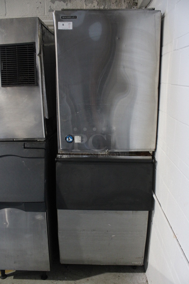 Hoshizaki Model KM-1300MRH Stainless Steel Commercial Ice Head on Commercial Ice Bin. 208-230 Volts, 1 Phase. 30.5x33.5x89