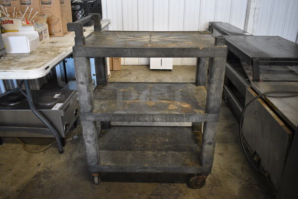 Black Poly 3 Tier Cart on Commercial Casters. 18.5x31x40