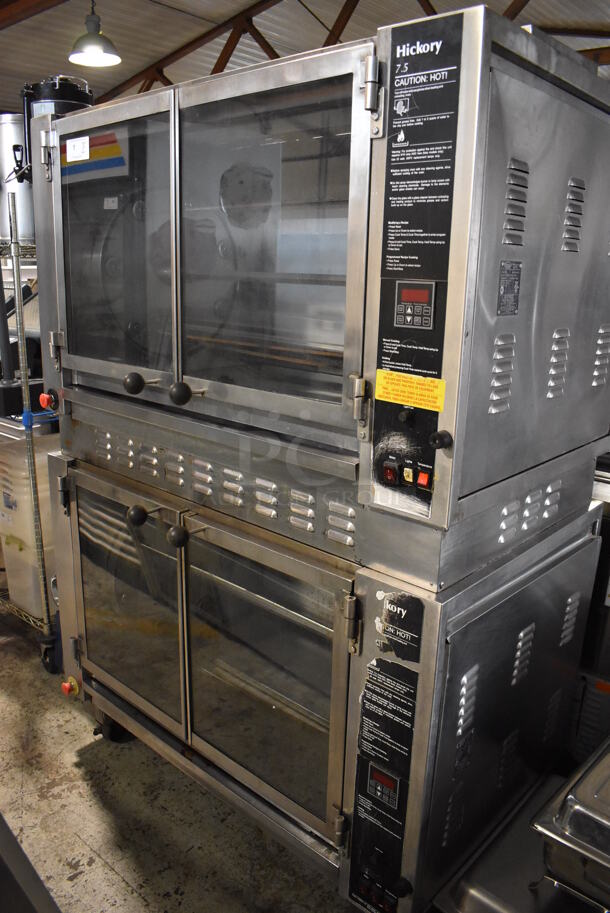 2 Old Hickory N/7.5G Stainless Steel Commercial Natural Gas Powered 7 Spit Rotisserie Ovens on Commercial Casters. Does Not Have Spits. 99,000 BTU. 52x34x76. 2 Times Your Bid!