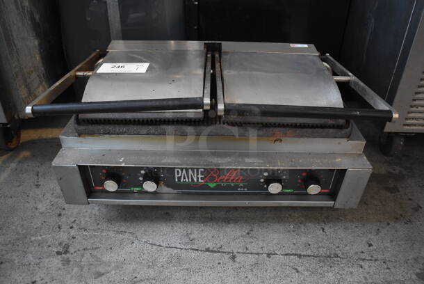 Lang USA24-6 Stainless Steel Commercial Countertop Electric Powered Double Panini Press. 24x15.5x12. Cannot Test Due To Plug Style