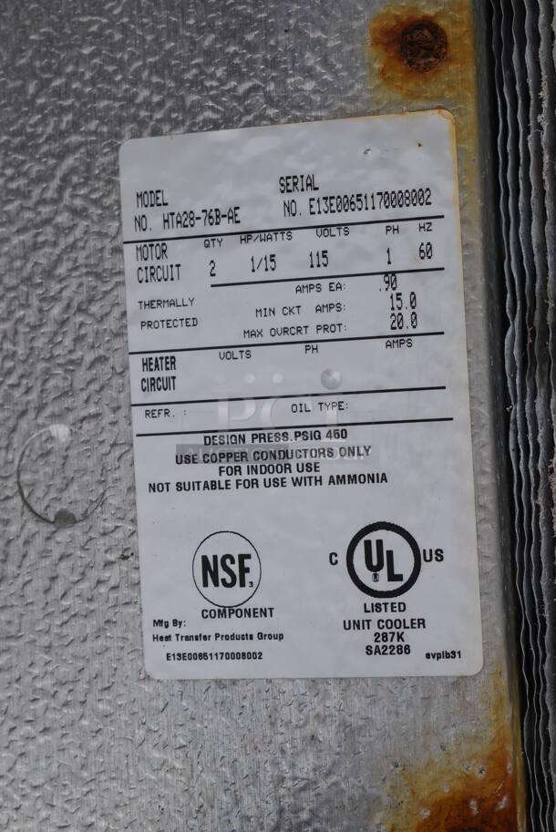 Norlake 8'x26' Walk In Box w/ 2 Doors, HTA26-87B-AE 115 Volt Condenser, Two HTA28-76B-AE 115 Volt Condenser. Does Not Have Floor. Information Provided By The Consignor But Not Verified By PCI Auctions. - Image 10 of 12